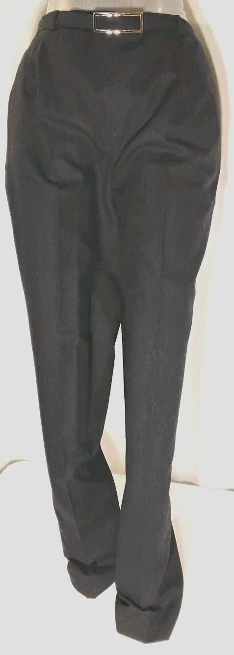 Harve Benard Women's Vntg Tailored Wool Lined Trousers Dark Grey Black Size 10